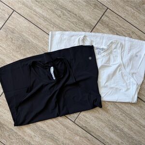 Black and White Athleta MT Racerback Tank Tops